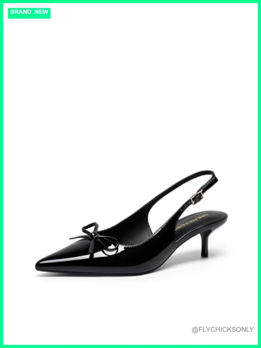 Women's Slingback Kitten Heel Pointed Toe Pumps Faux Leather